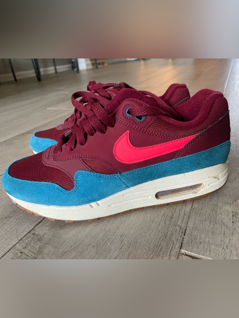 Nike Air Max 1 AH8145-601 Team Red Orbit Green Abyss Burgundy Teal Size 8 men's